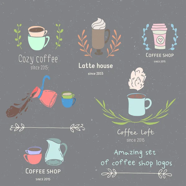 Set di icone per bevande al caffè, logo — Vettoriale Stock