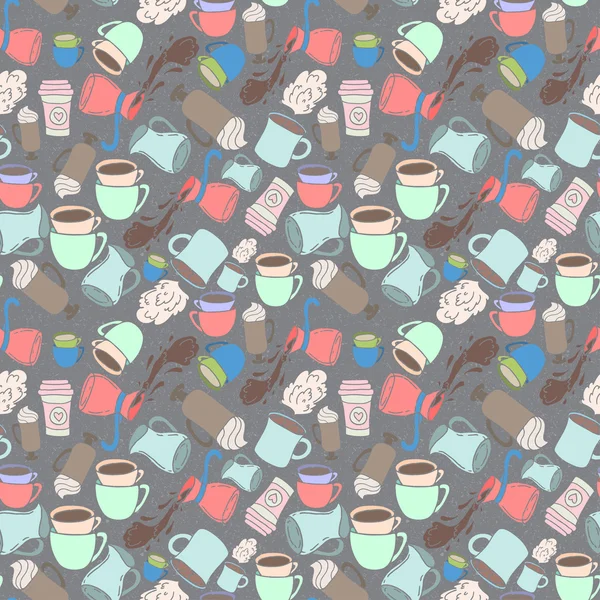 Cartoon vintage coffee pattern. — Stock vektor