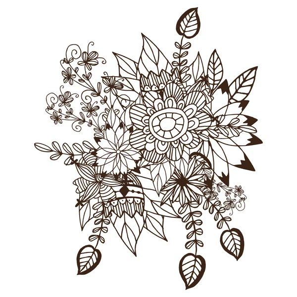 Zentangle decorativo composição floral . — Vetor de Stock