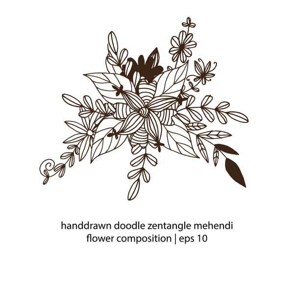Decoratieve zentangle floral samenstelling. — Stockvector