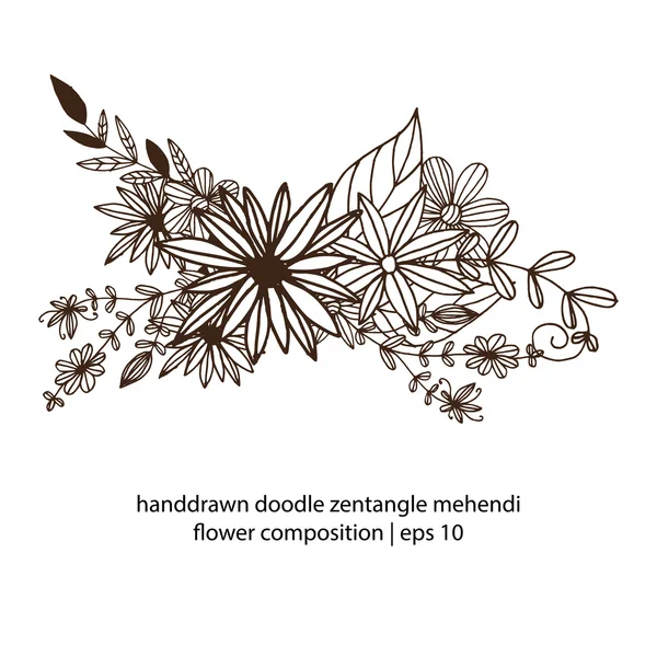 Decoratieve zentangle floral samenstelling. — Stockvector