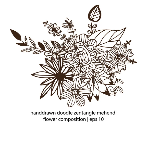 Zentangle decorativo composición floral . — Vector de stock