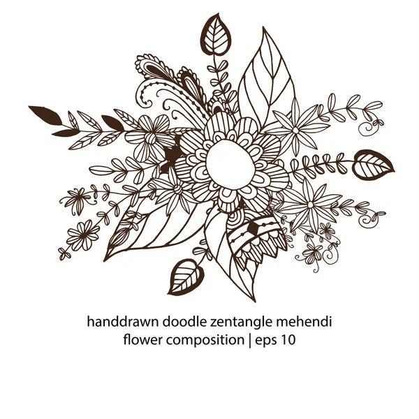 Decoratieve zentangle floral samenstelling. — Stockvector