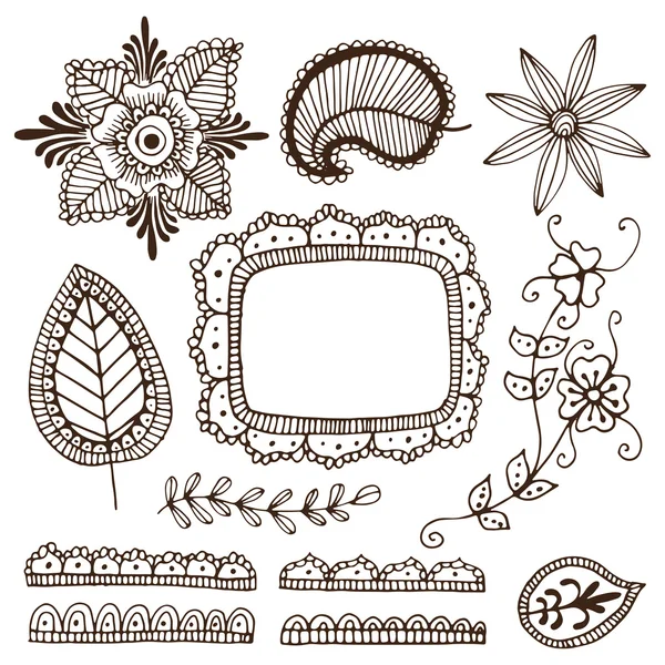 Ensemble d'éléments floraux décoratifs — Image vectorielle