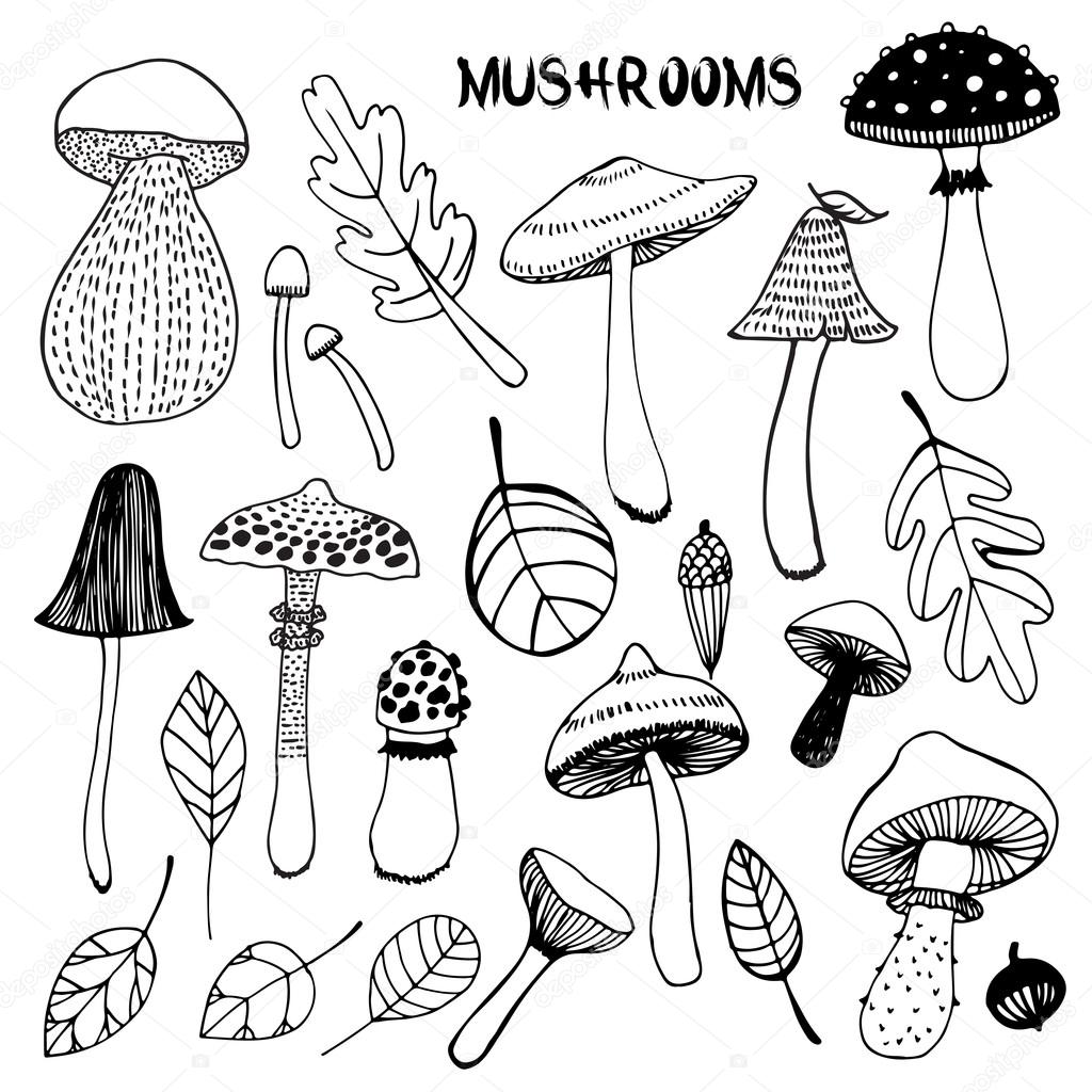 set of cartoon mushrooms