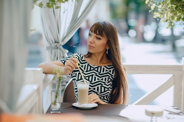 Girl in cafe — Stock Photo, Image