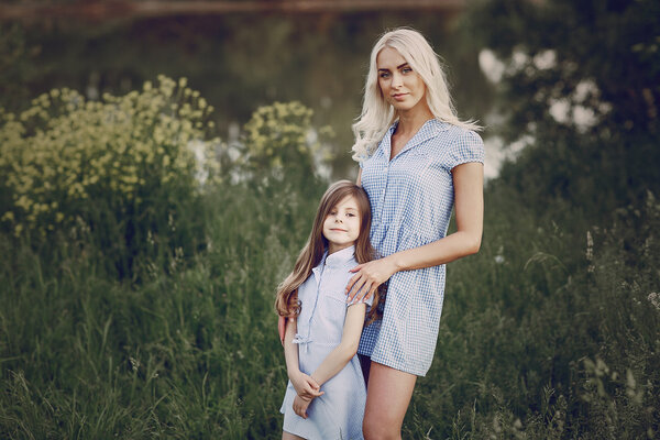 mom and daughter outside
