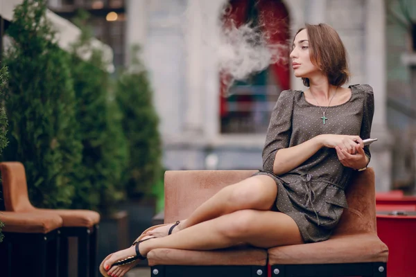 Girl with E-cigarette — Stock Photo, Image