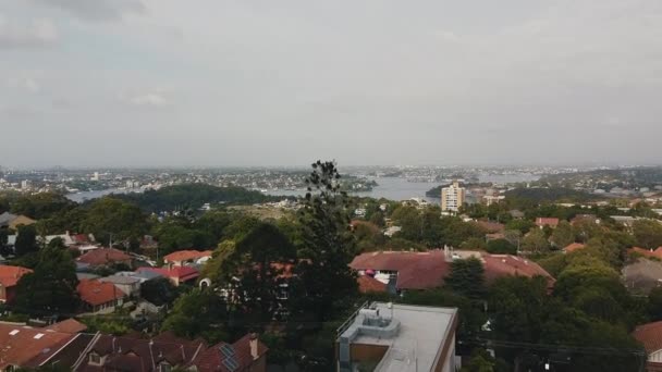 Luchtfoto van de stad haven in Sydney Australië — Stockvideo