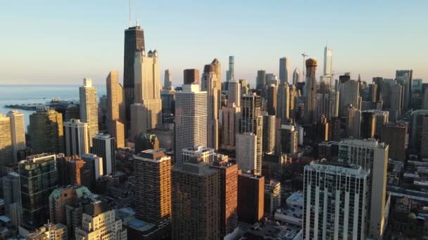 ( 영어 ) Chicago Cityscape at Sunset - erial View — 비디오