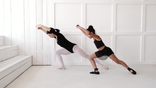 Mujer enseñando a chica africana a bailar ballet — Vídeos de Stock