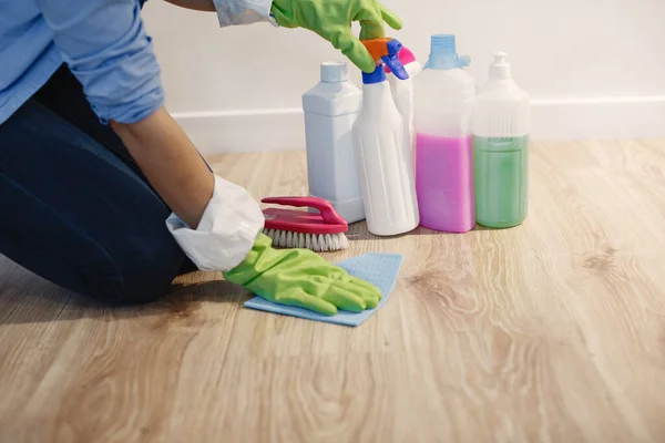 Cleaning products prepared for cleaning — Stock Photo, Image