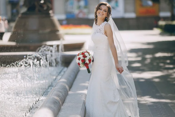 Dia do casamento casal bonito — Fotografia de Stock