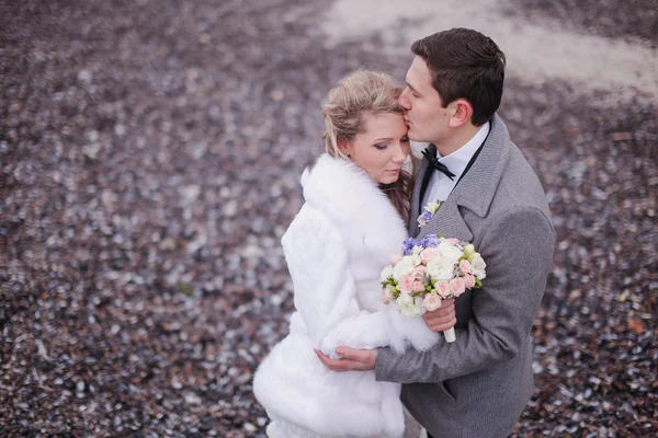 冬のビーチで結婚式 — ストック写真