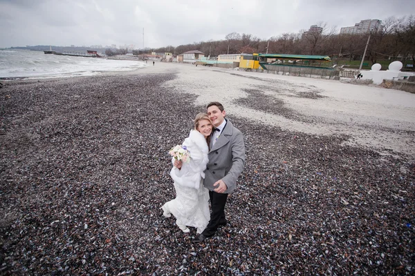 Svatba na pláži v zimě — Stock fotografie