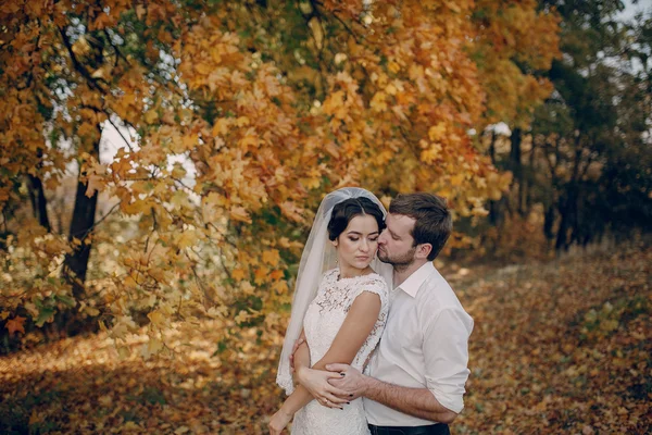 Couple de mariage amoureux en plein air — Photo