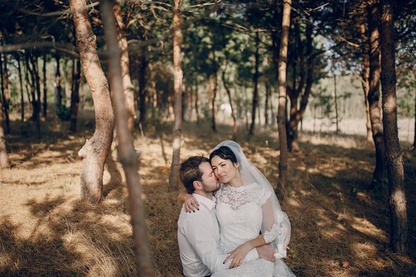 Bruidspaar verliefd buitenshuis — Stockfoto