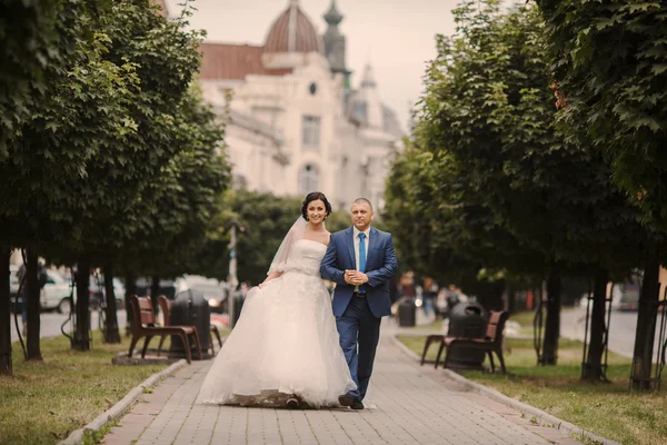 Wedding couple walking — Stock Photo, Image