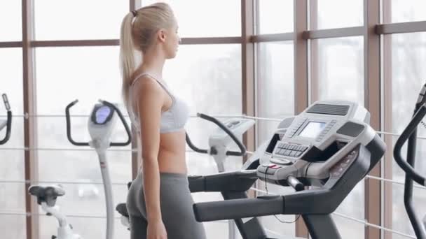 Beautiful blonde doing gym exercises — Stock Footage Beautiful blonde doing gym exercises Royalty Free Stock Video