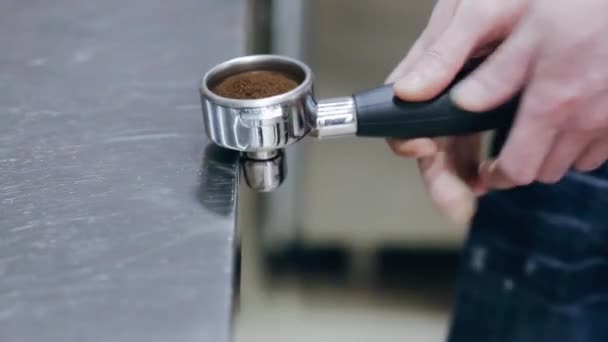 Professional coffee in a modern cafe coffee — Stock Video