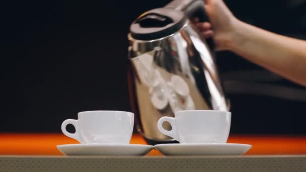 Professional coffee in a modern cafe coffee — Stock Video