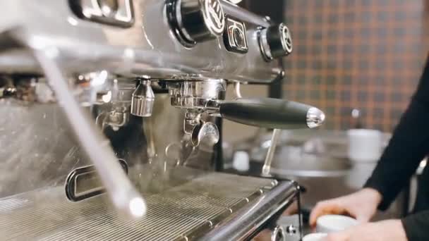 Professional coffee in a modern cafe coffee — Stock Video