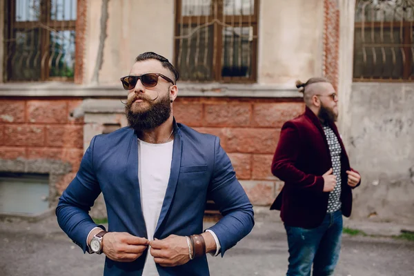 Two bearded men fashion — Stock Photo, Image