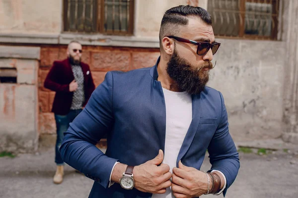 Two bearded men fashion — Stock Photo, Image