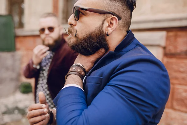 Two bearded men fashion — Stock Photo, Image