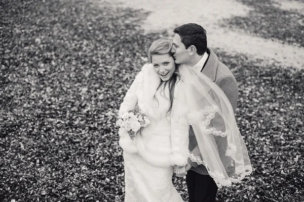 Hochzeit am Strand im Winter — Stockfoto