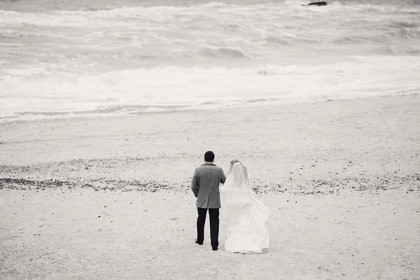Bruiloft op het strand in de winter — Stockfoto