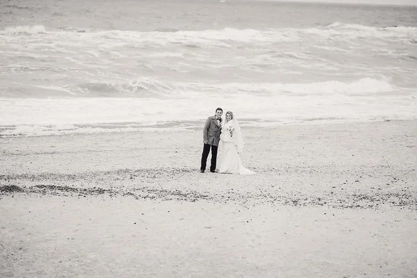 Hochzeit am Strand im Winter — Stockfoto