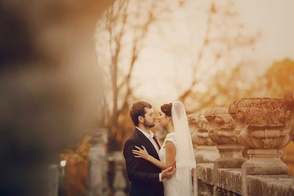 Loving couple in the castle — Stock Photo, Image