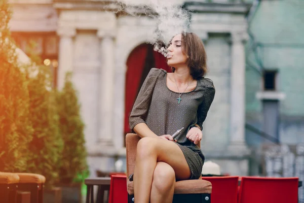 Girl with E-cigarette — Stock Photo, Image