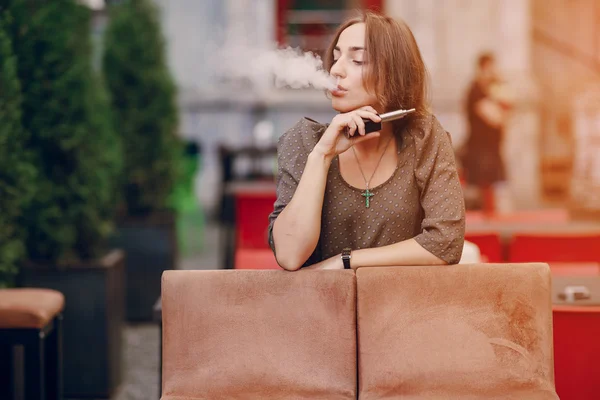 Girl with E-cigarette — Stock Photo, Image