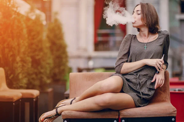 Girl with E-cigarette — Stock Photo, Image