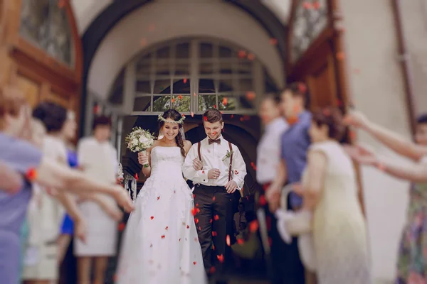Wedding church couple — Stock Photo, Image