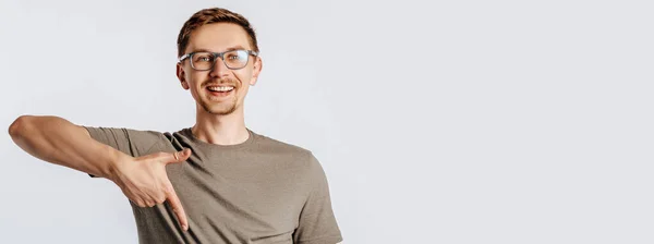 Young Handsome Brunet Man Beard Wearing Glasses Showing Thumb Smiling — Stock Photo, Image