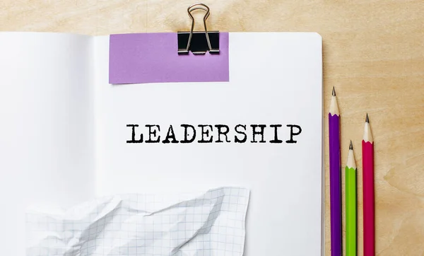 Leadership Text Written Paper Pencils Desk Office — Stock Photo, Image