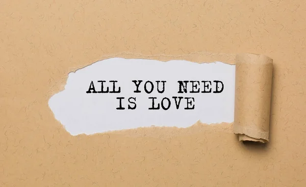 All You Need Love Torn Paper Background Love Valentine Concept — Stock Photo, Image