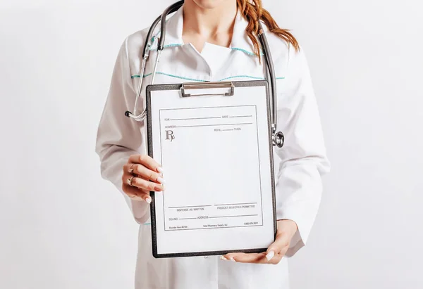 Medical Documents Doctor Stethoscope Hospital Girl Folder Nurse Hold Patient — Stock Photo, Image