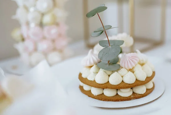 Cukroví Banketu Svatební Stůl Sladkostmi Dorty Pečivem Muffiny Cukrovinkami Událost — Stock fotografie