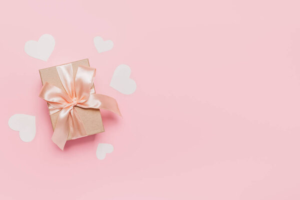 Gifts on pink background, love and valentine concept