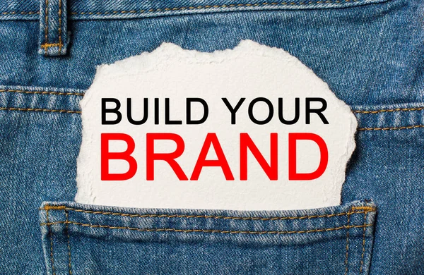Build Your Brand Szakított Papír Háttér Farmer Üzleti Pénzügyi Koncepció — Stock Fotó