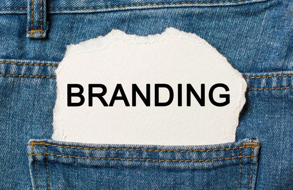 Branding Sfondo Carta Strappata Jeans Business Concetto Finanza — Foto Stock