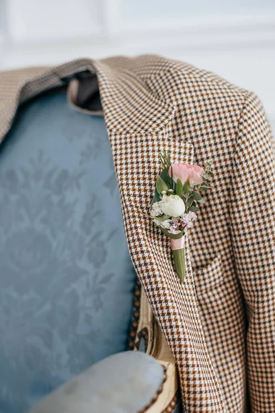 Suit Groom Wedding Flower Boutonniere — Stock Photo, Image