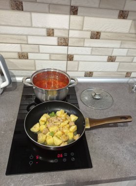 Borsch ve indüksiyon fırınında ilk yemek..