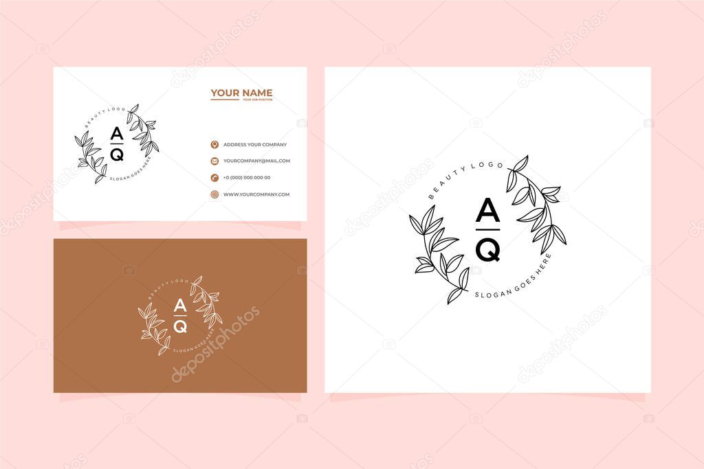 AQ letters Beautiful floral feminine editable premade monoline.