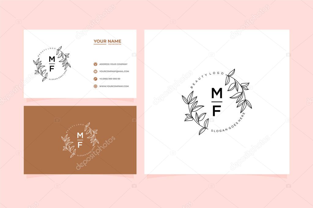 MF letters Beautiful floral feminine editable premade monoline.