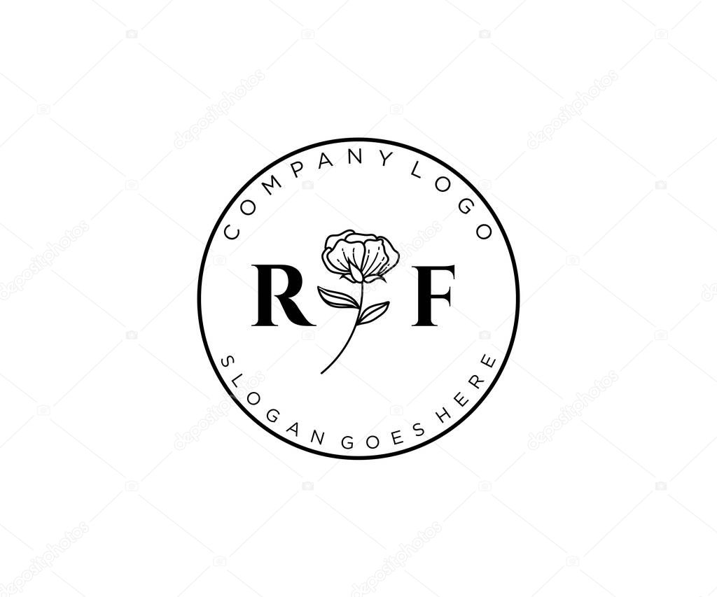 RF letters Botanical feminine logo template floral.